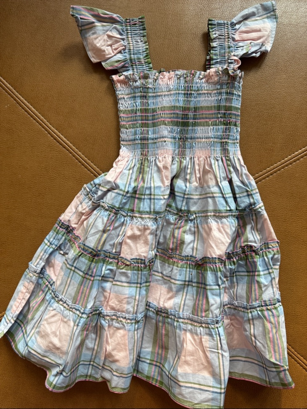Hill house sz 3-4 Girls' Pastel Plaid Smocked Sundress - Pink & Blue